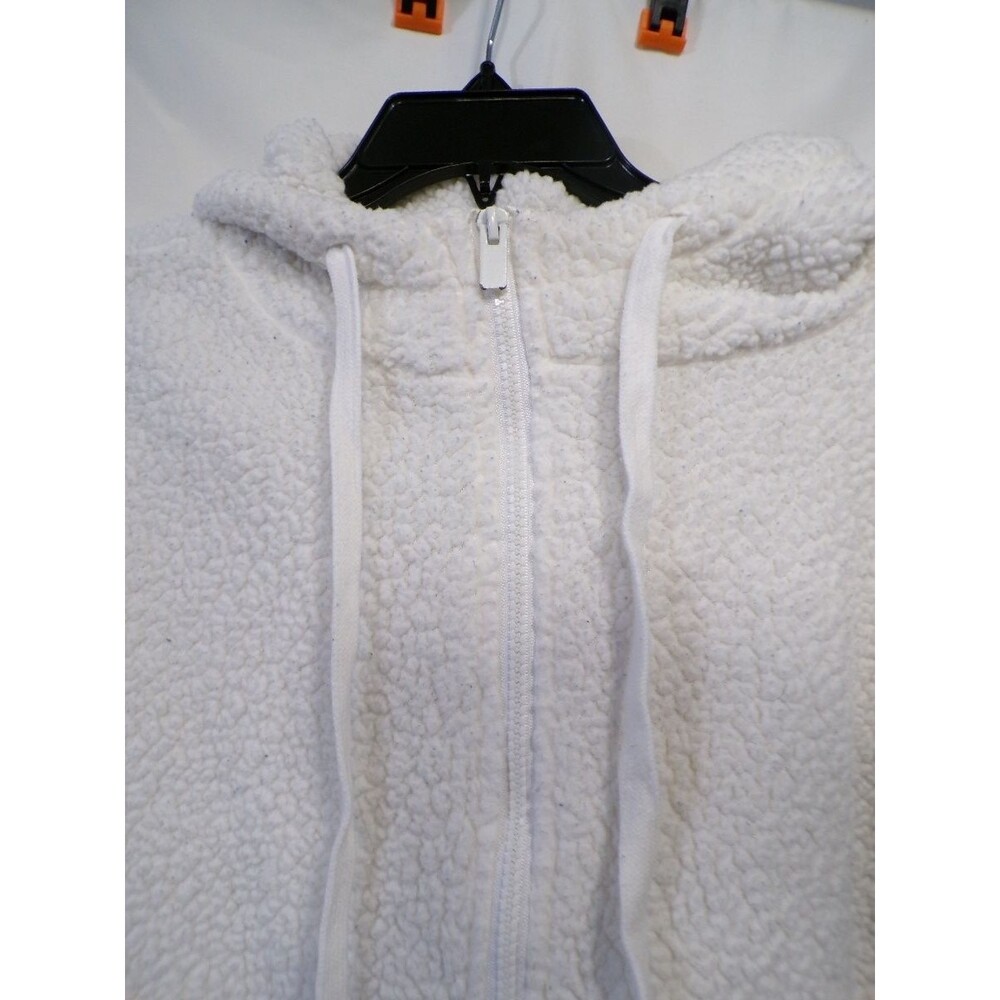 Aéropostale Women's Ivory Sherpa Full Zip Hoodie S Cozy Hooded Fleece - Picture 2 of 5